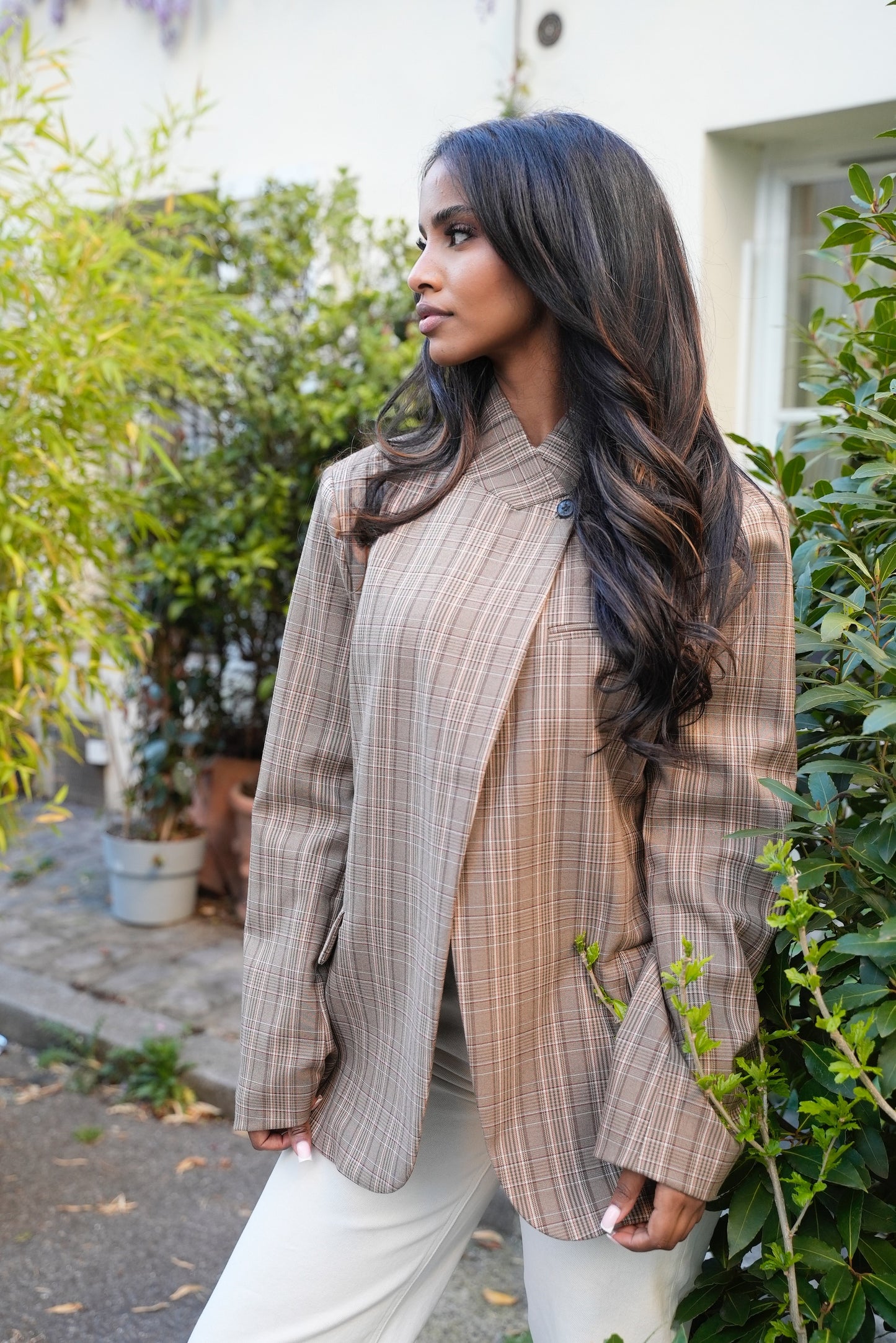 Blazer col a bouton [ Marron]