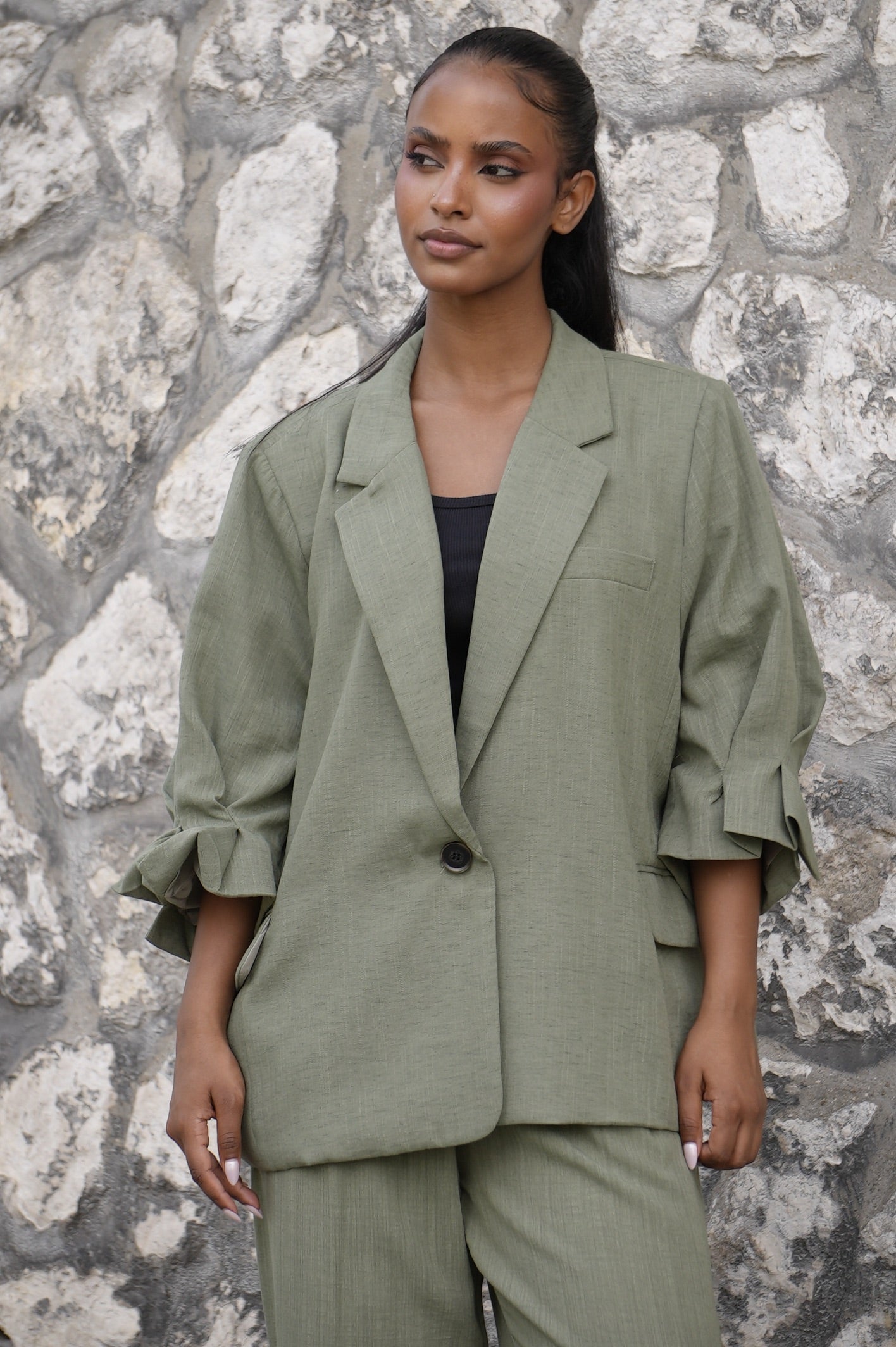 Blazer effet lin [ Vert]