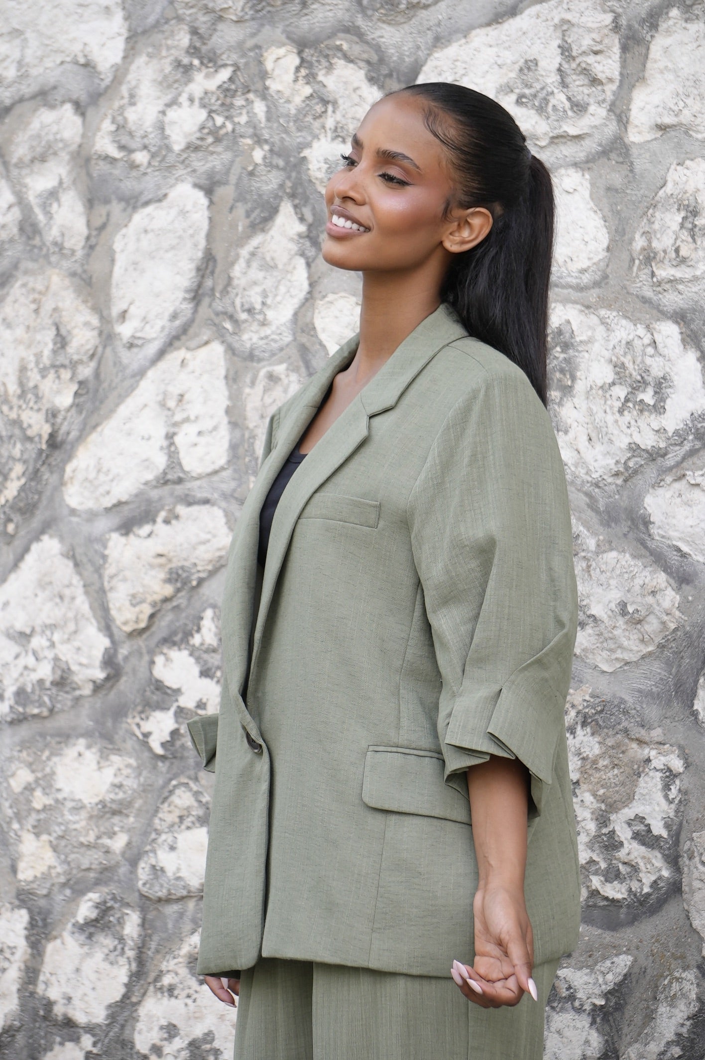 Blazer effet lin [ Vert]