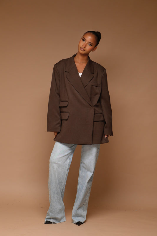 Blazer à poche [ Marron foncé]