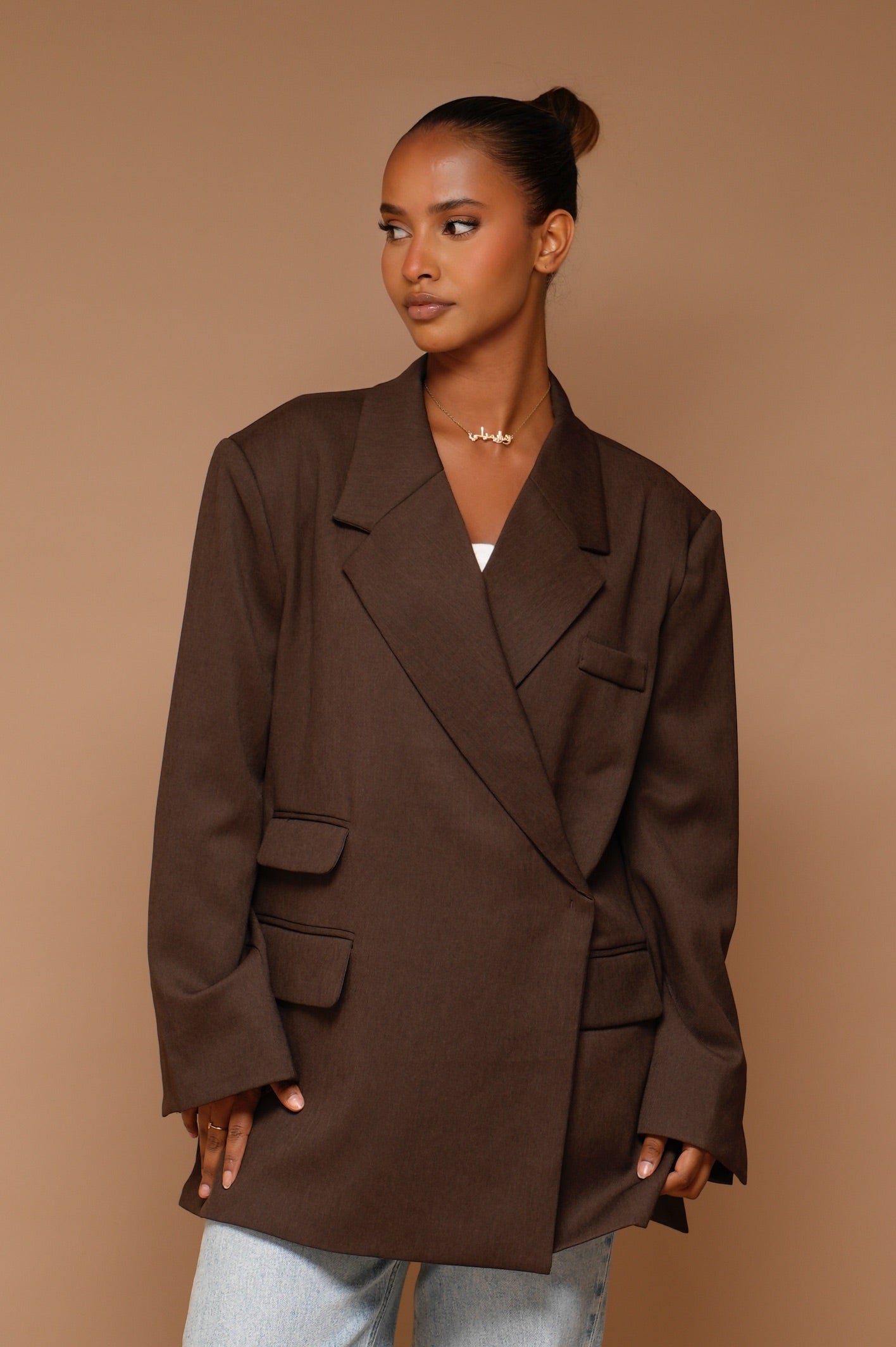 Blazer à poche [ Marron foncé]