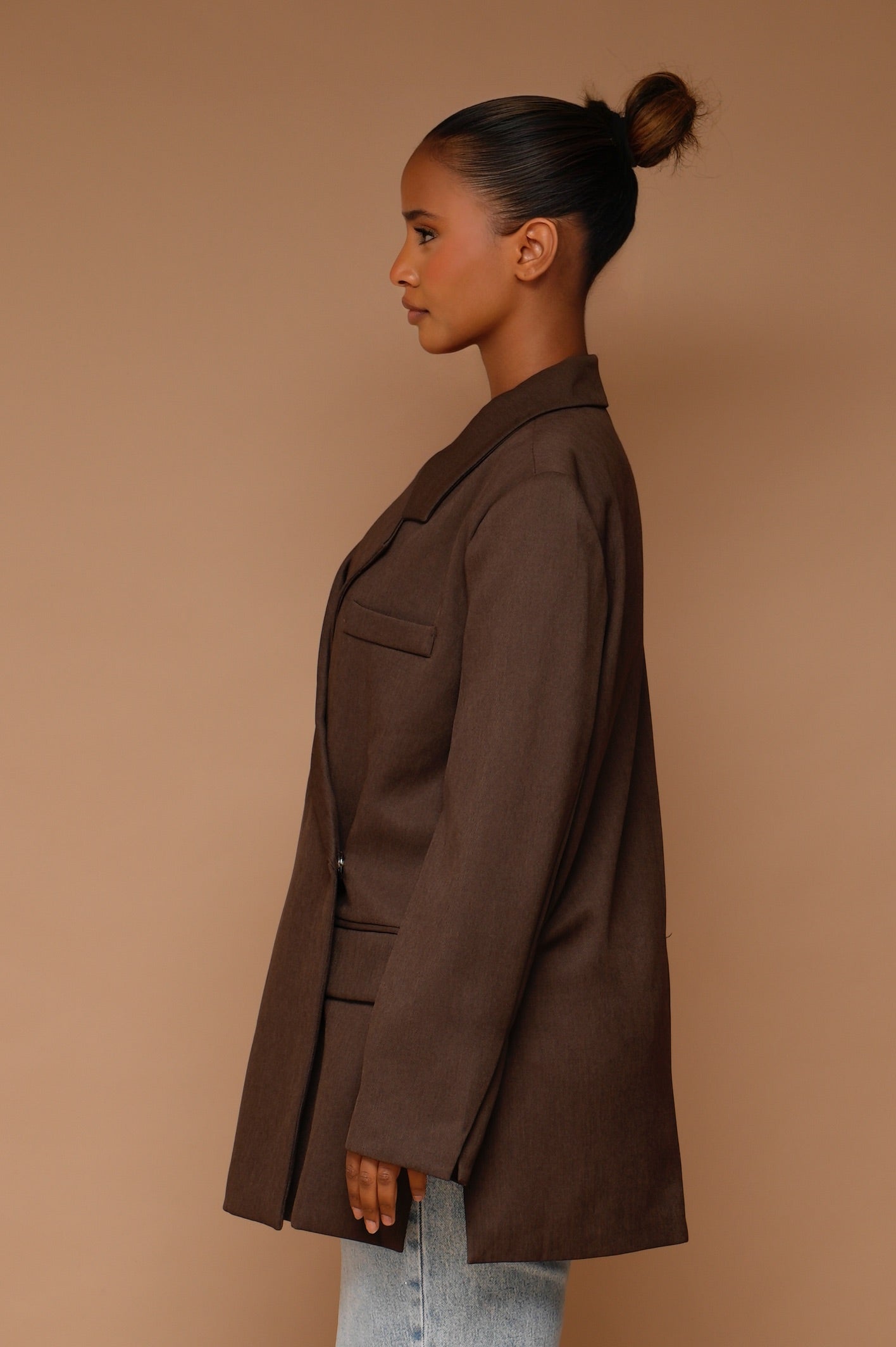Blazer à poche [ Marron foncé]