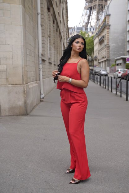 Ensemble fluide /haut bouton dos [ Rouge]