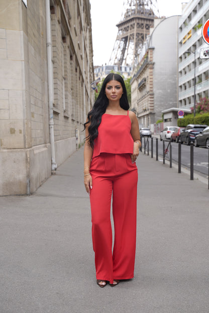 Ensemble fluide /haut bouton dos [ Rouge]