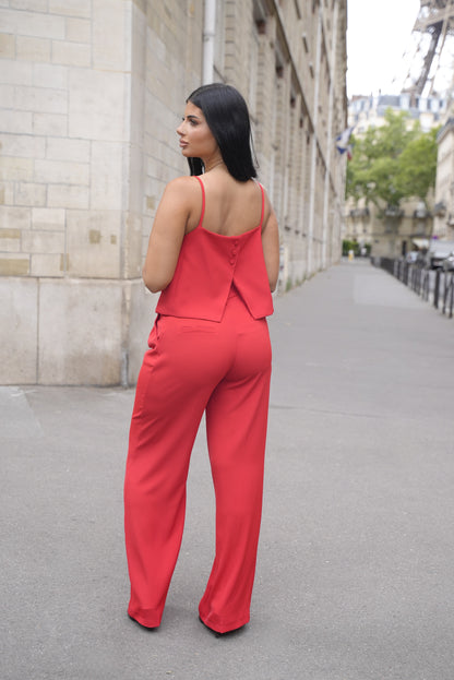 Ensemble fluide /haut bouton dos [ Rouge]