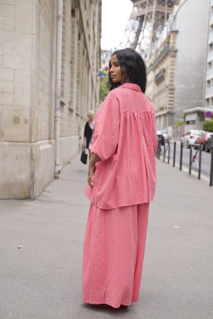 Ensemble oversize à carreaux [ Rouge]