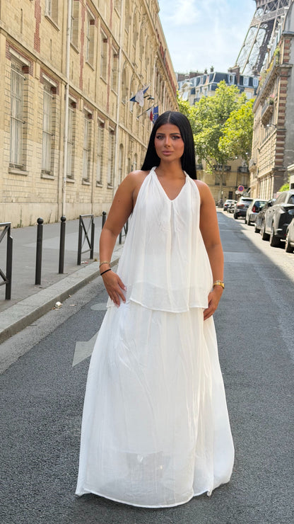 Ensemble fluide tressé [ Blanc]