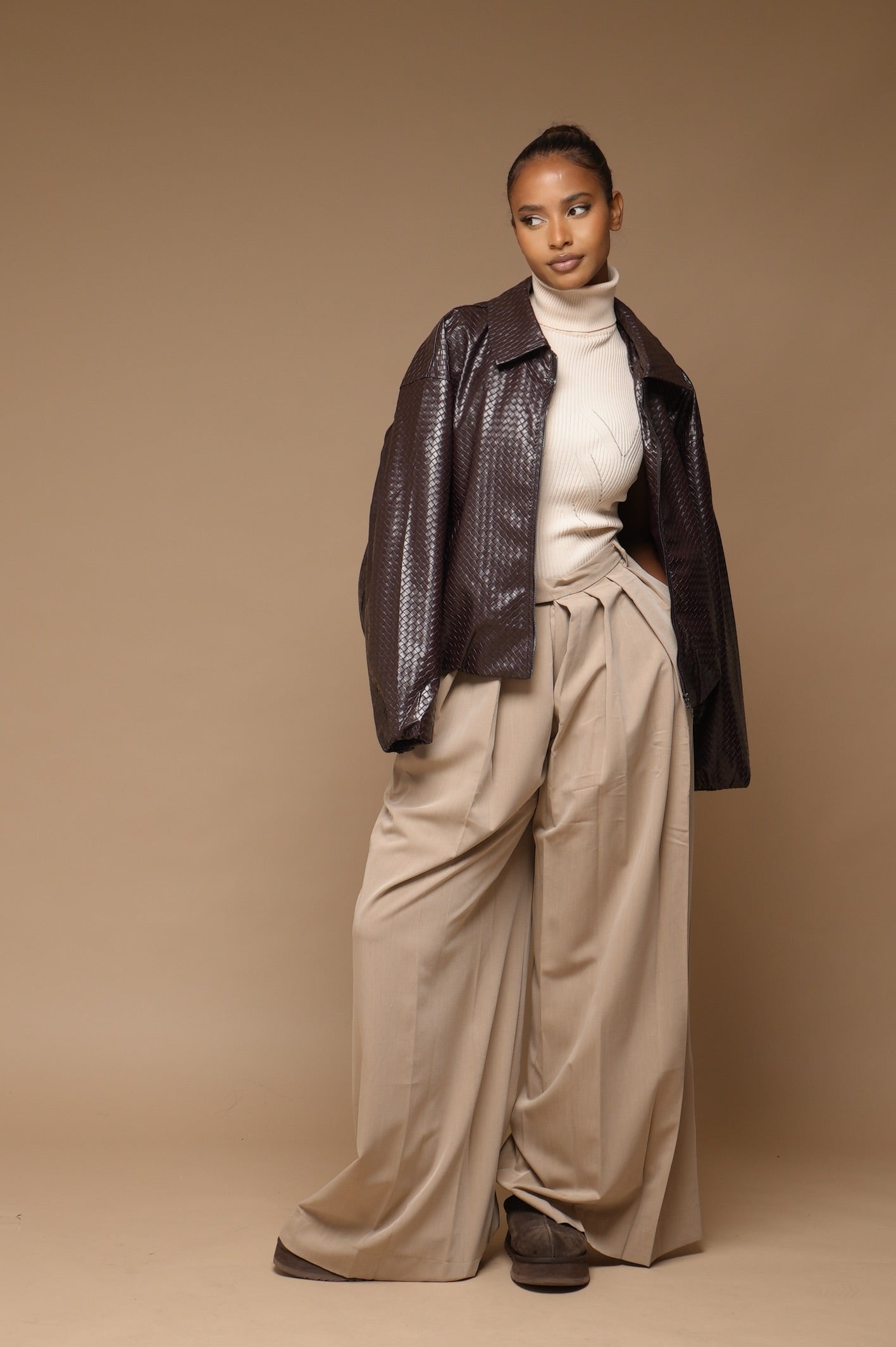 Blouson tressé[ Bordeau]