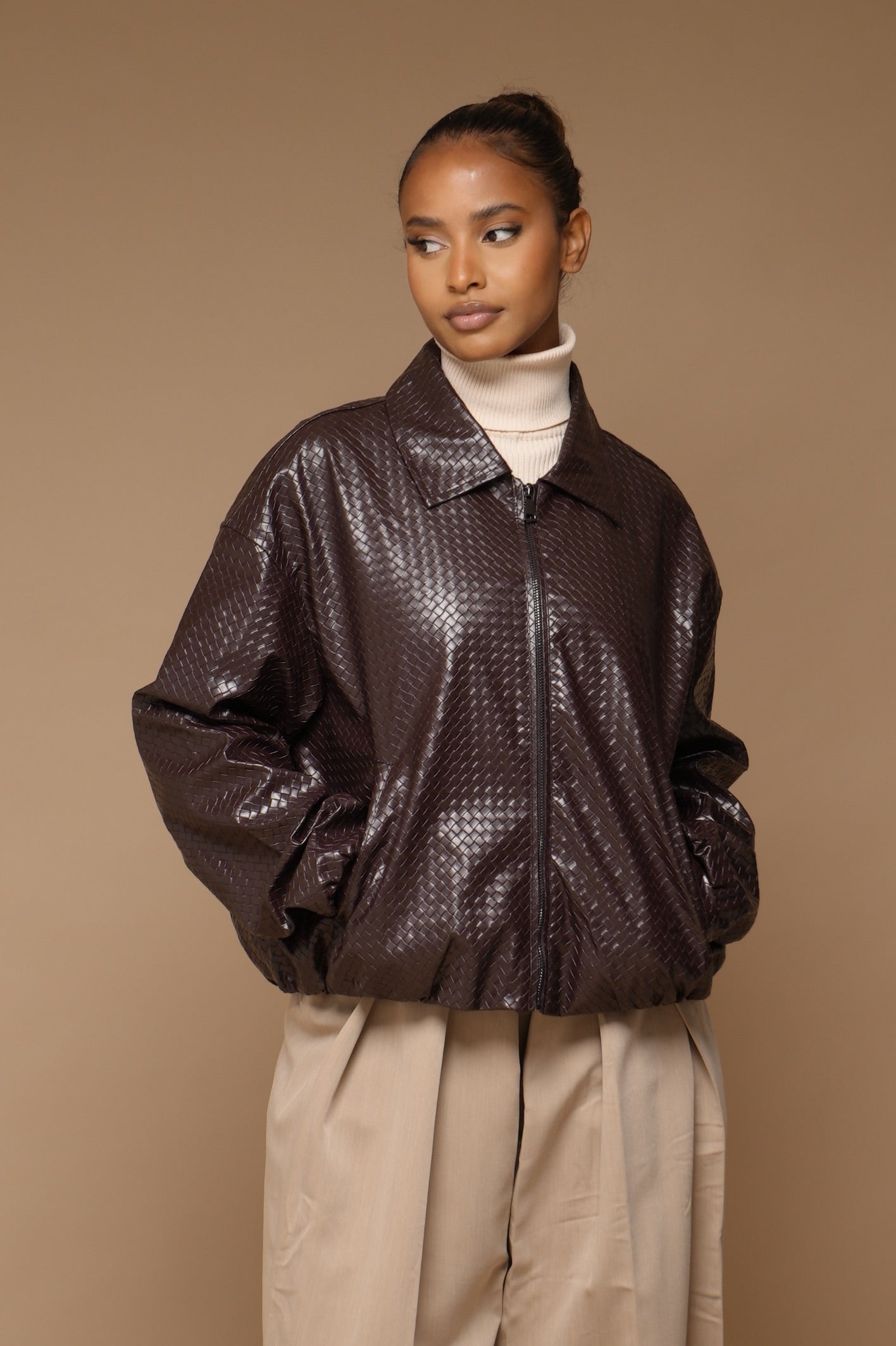 Blouson tressé[ Bordeau]