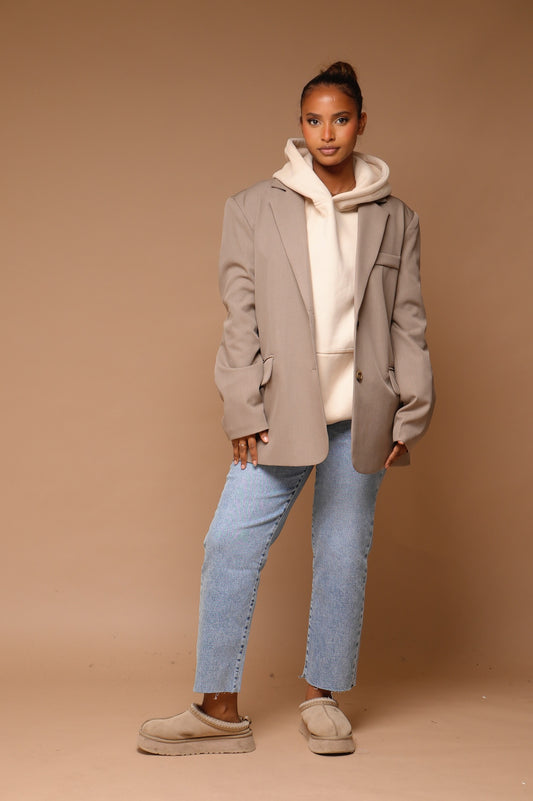 Blazer a fente oversize [ Beige]