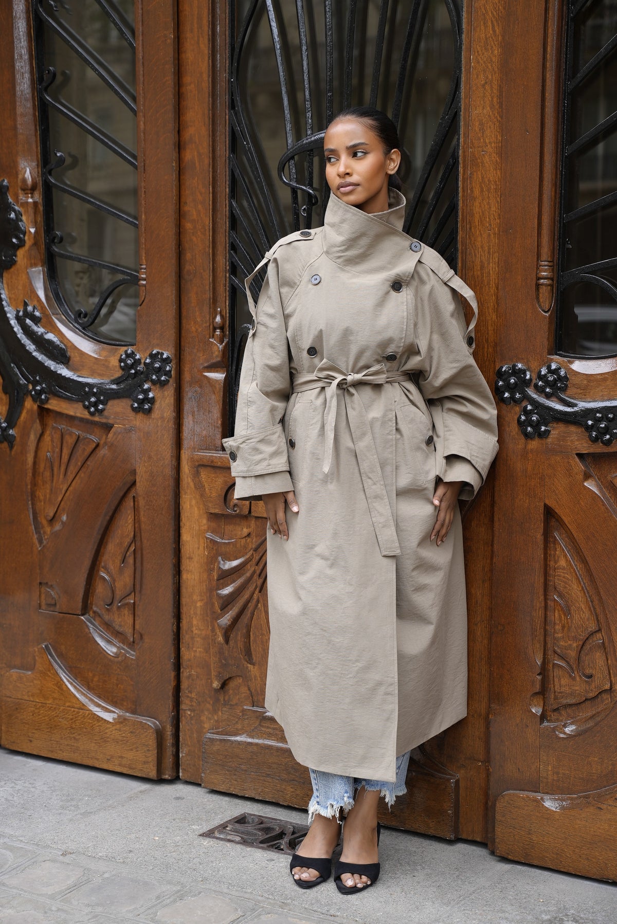 Trench asymétrique [ Taupe/Khaki]