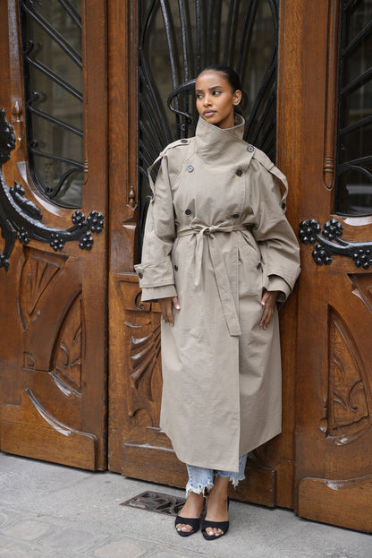 Trench asymétrique [ Taupe/Khaki]