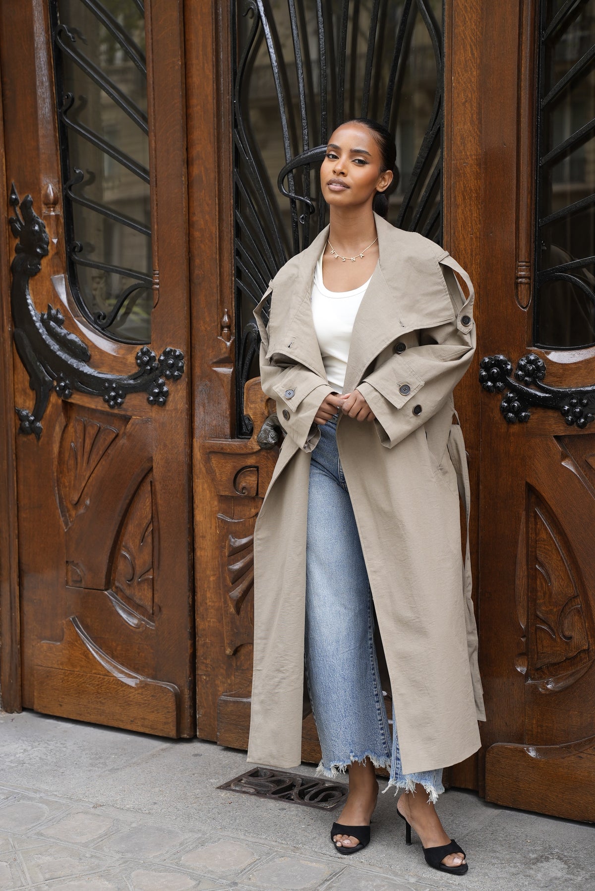 Trench asymétrique [ Taupe/Khaki]