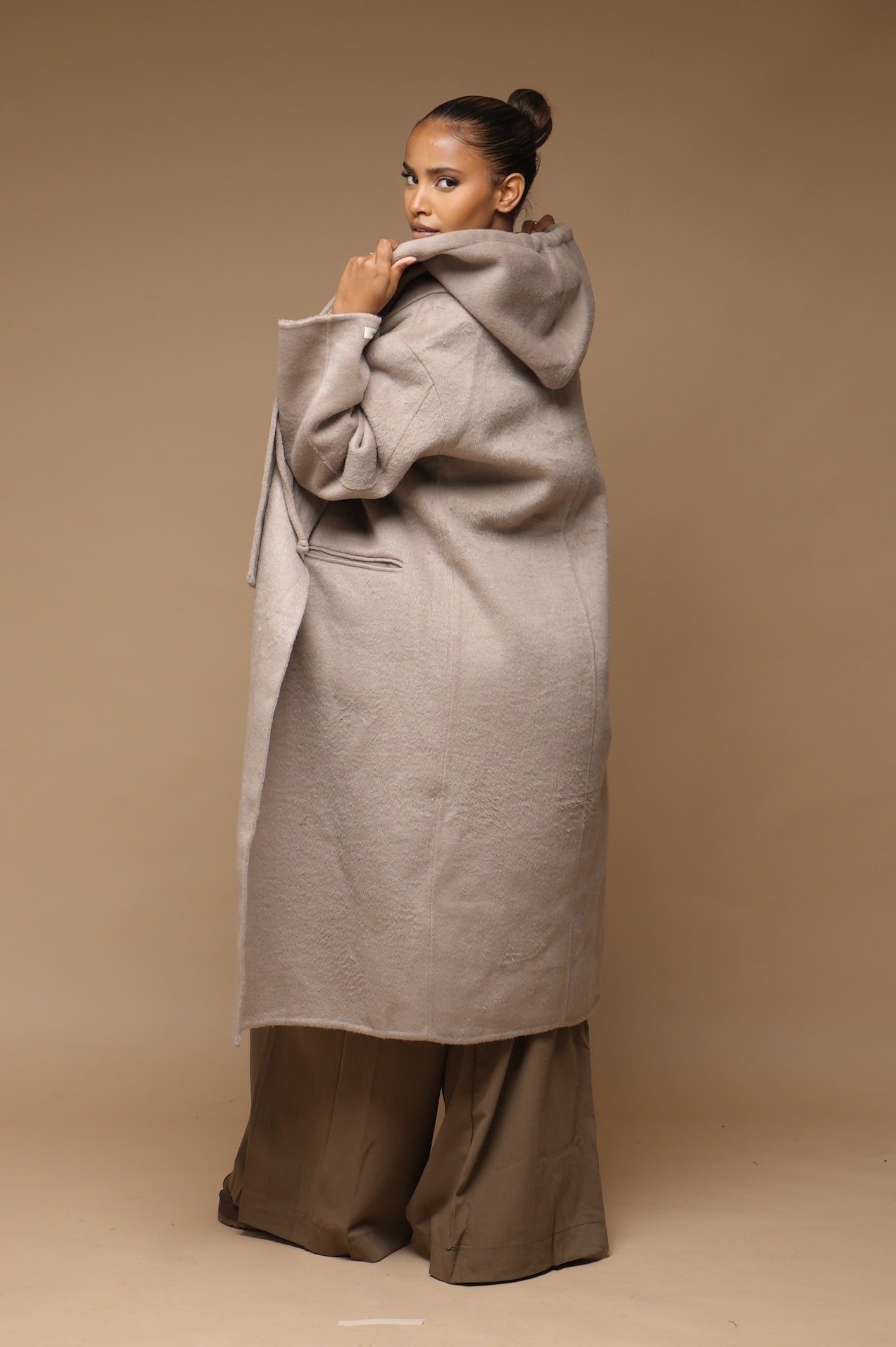 Manteau  2 pièces laine avec capuche [ Beige]