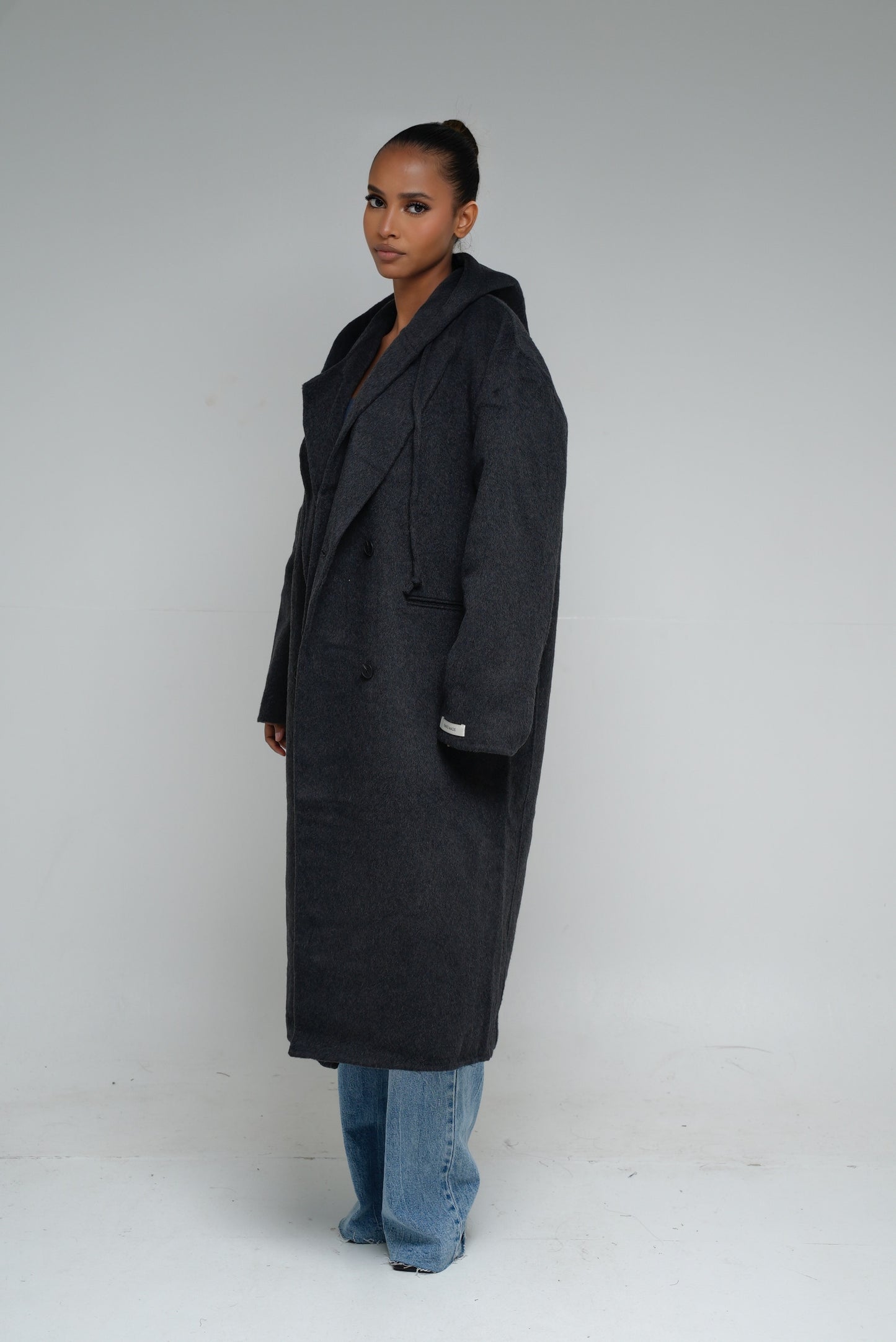 Manteau  2 pièces laine avec capuche [ gris]