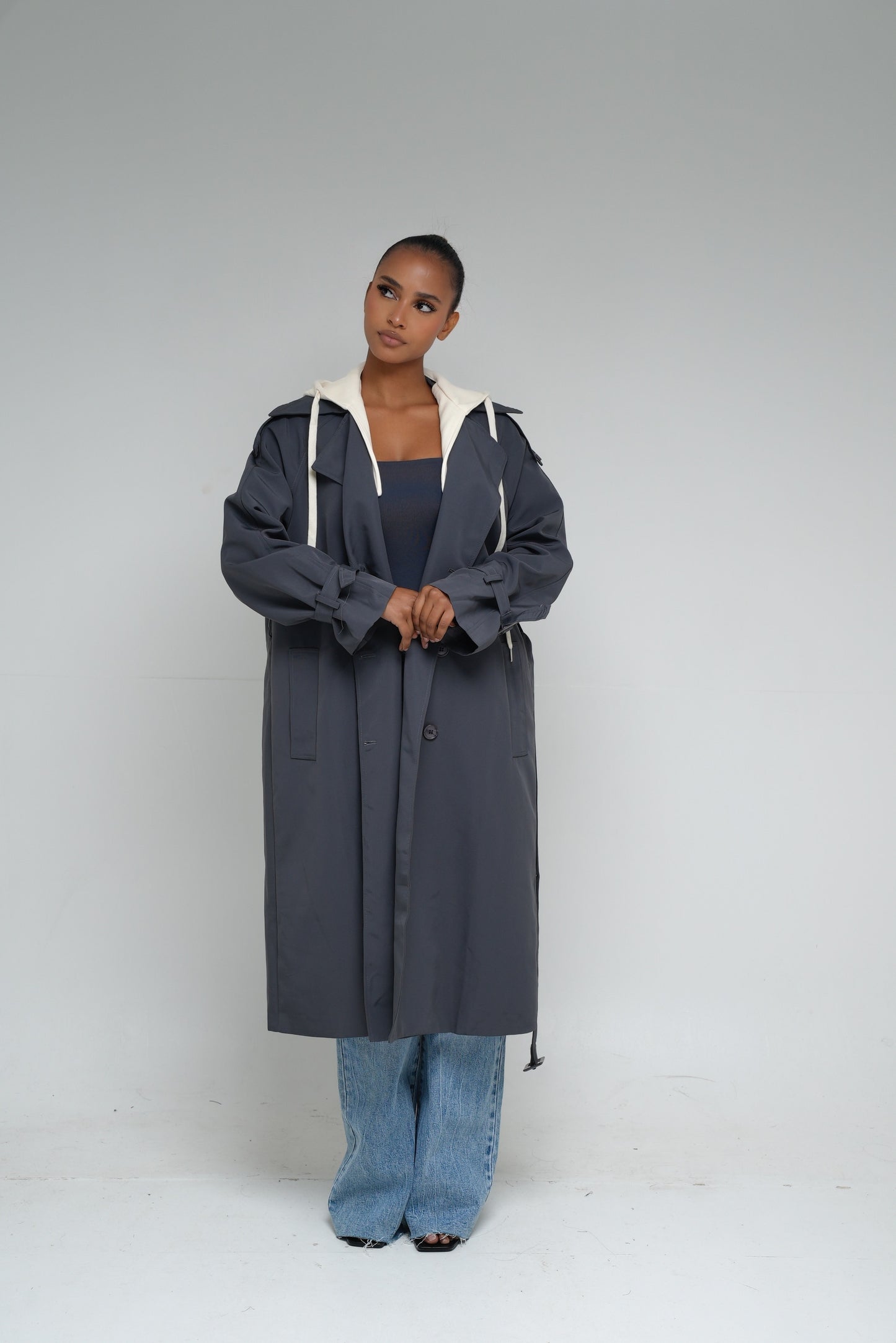 Trench capuche amovible [Gris]