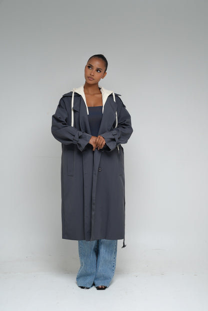 Trench capuche amovible [Gris]