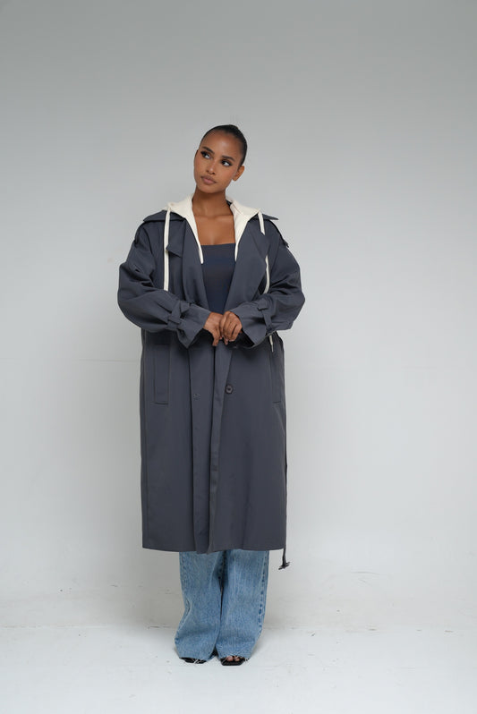 Trench capuche amovible [Gris]