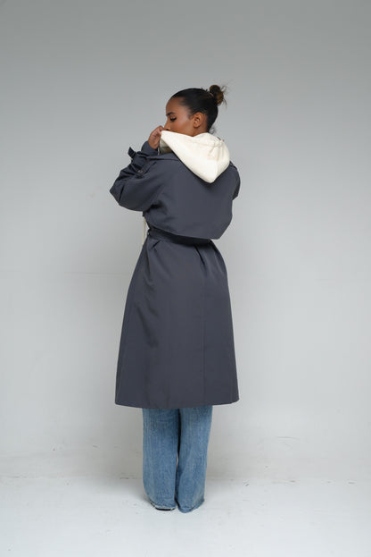 Trench capuche amovible [Gris]