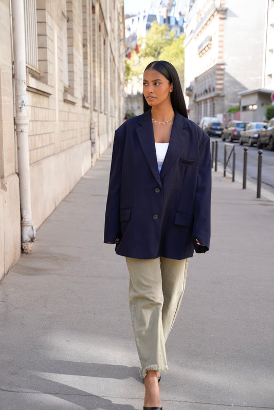 Blazer oversize [ Bleu marine ]