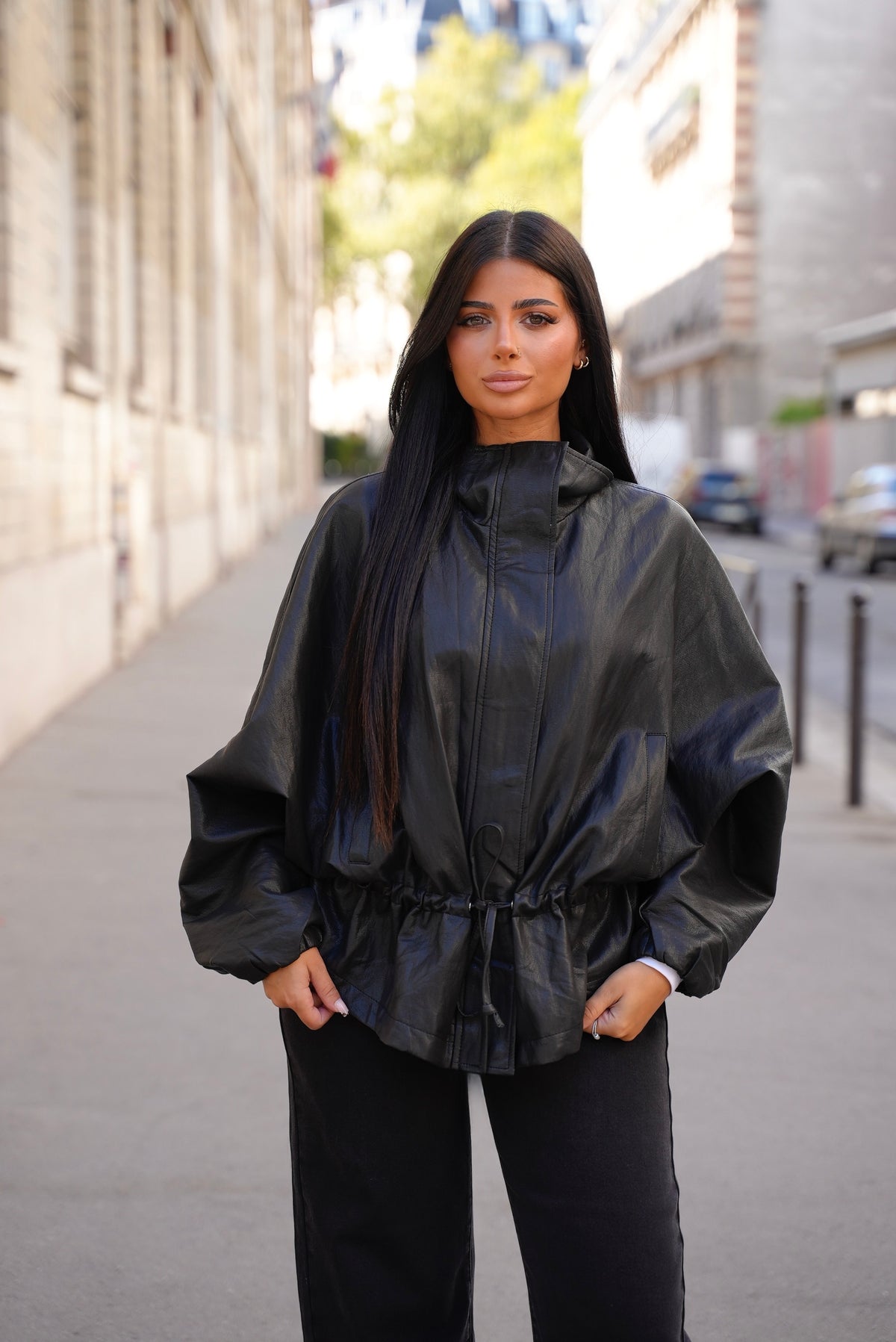 Veste grainée  à taille cintrée