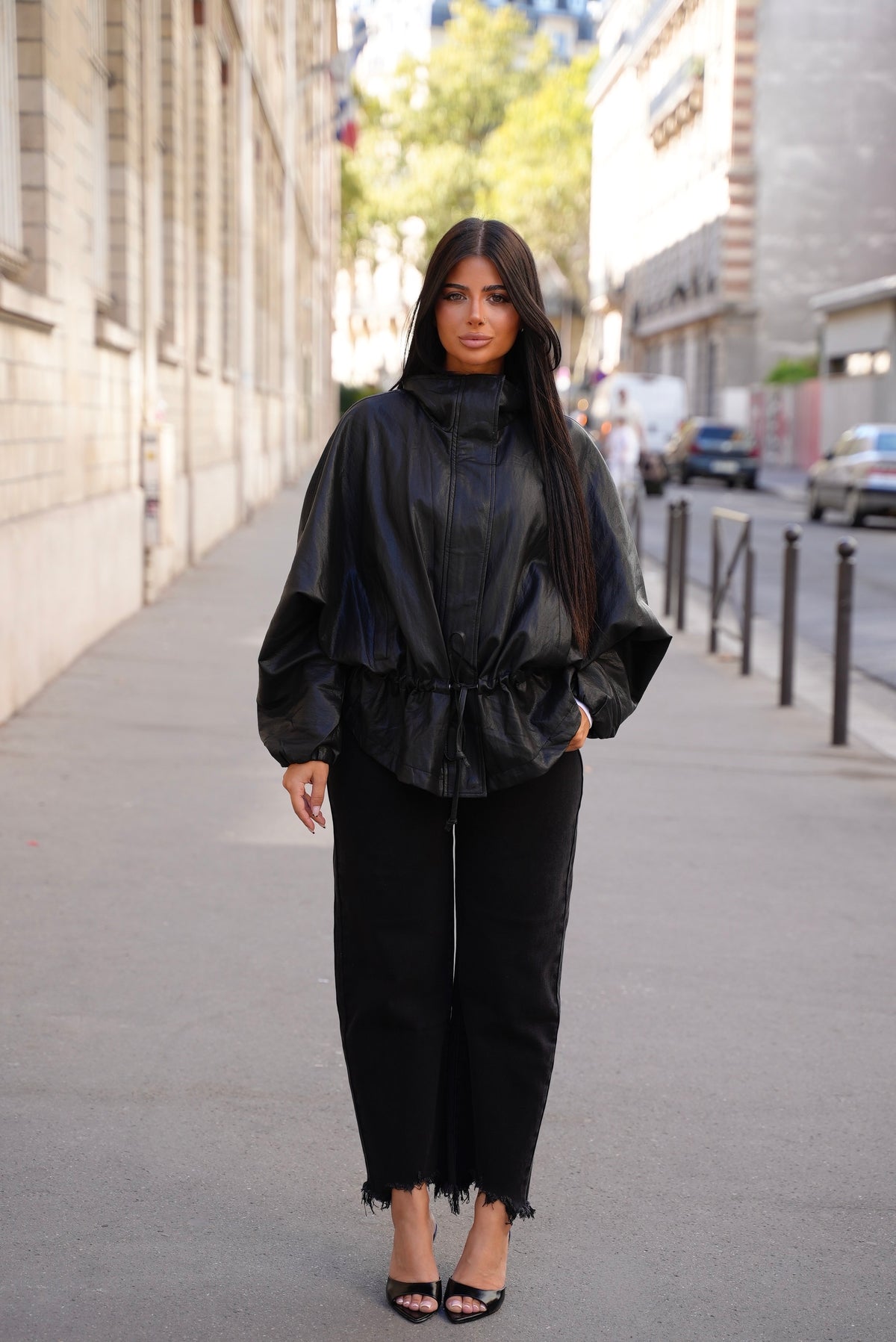 Veste grainée  à taille cintrée