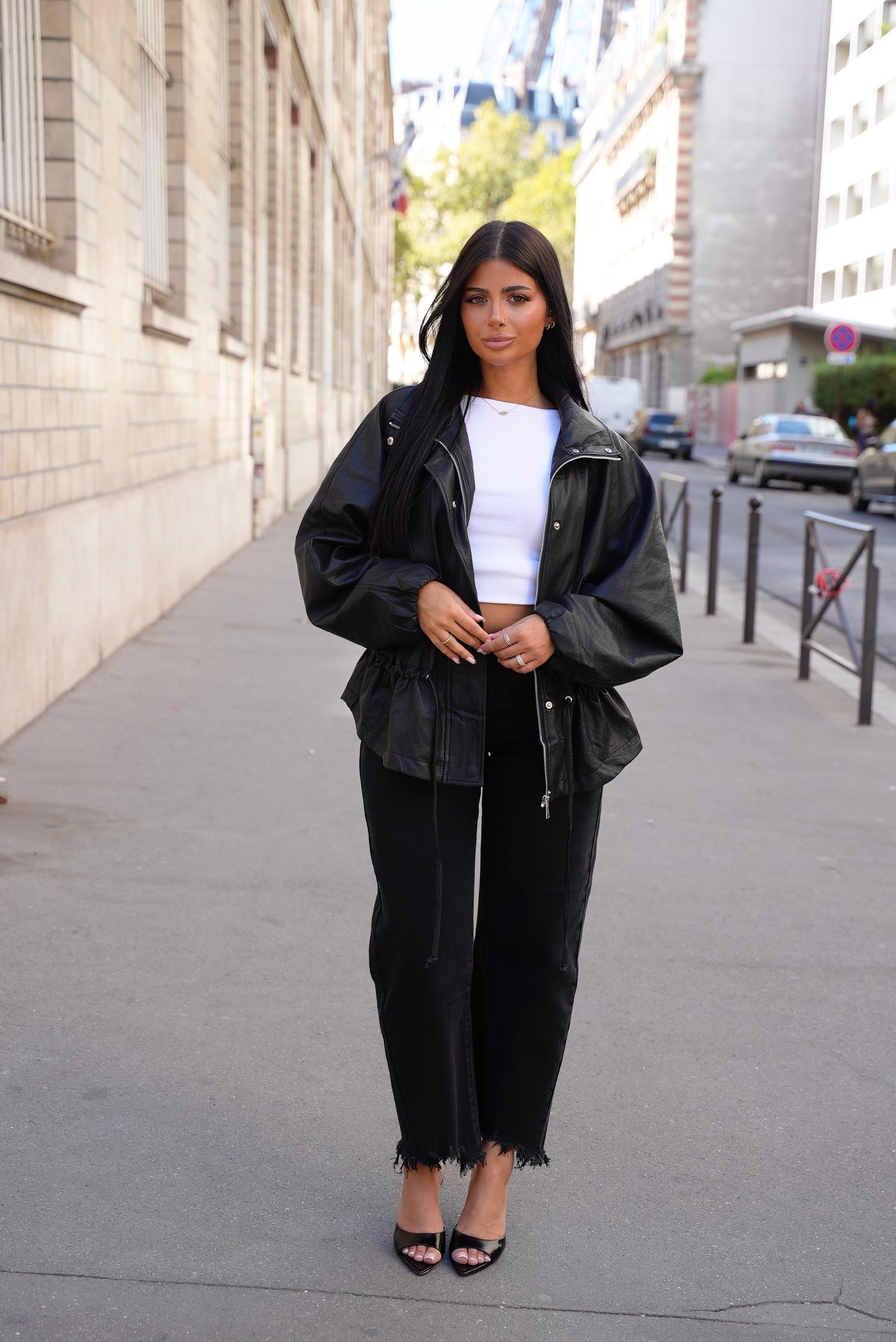 Veste grainée  à taille cintrée