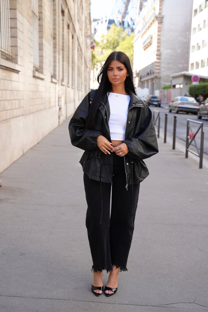 Veste grainée  à taille cintrée