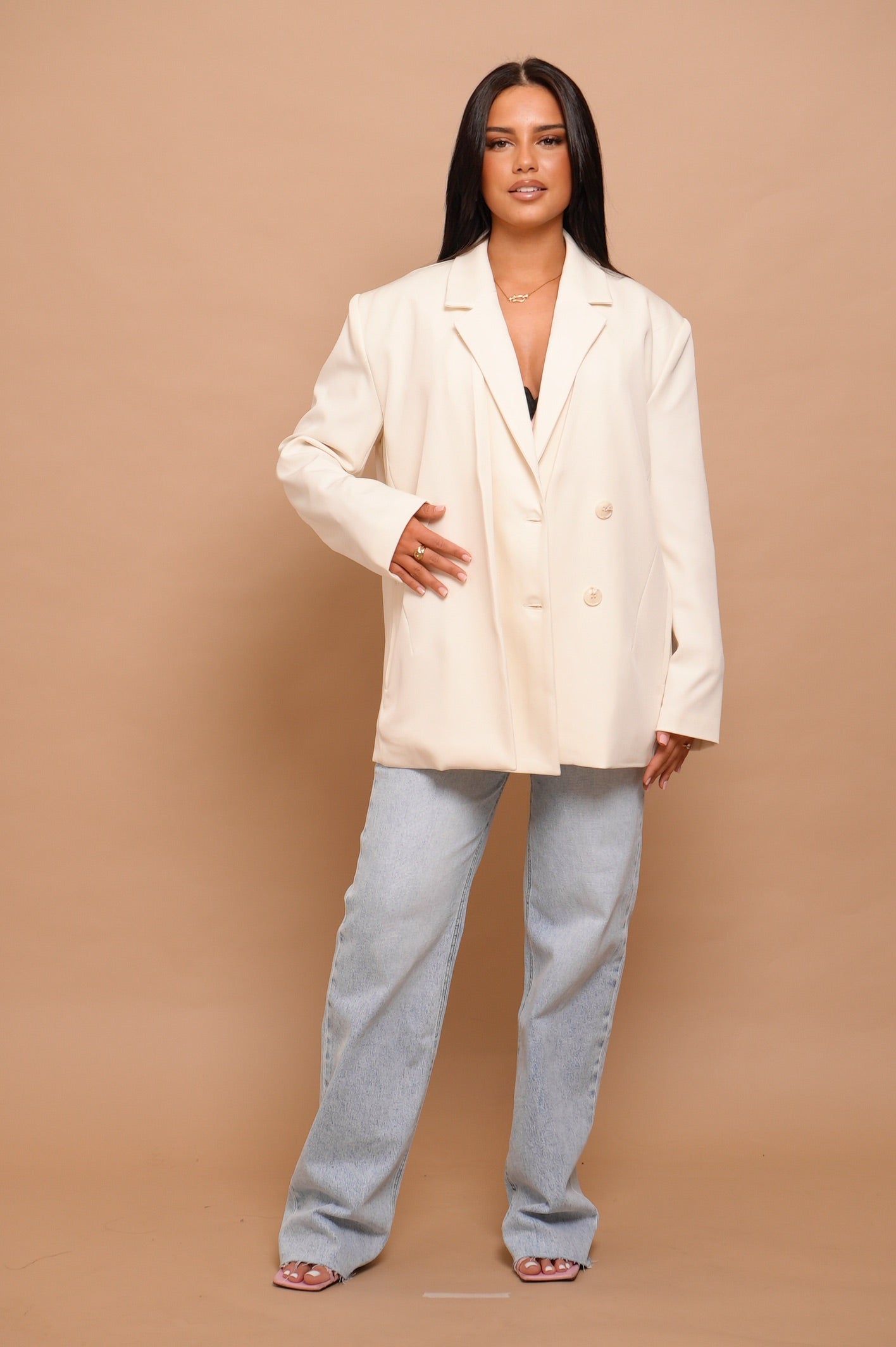 Blazer à bouton deux pièces [ Blanc]748
