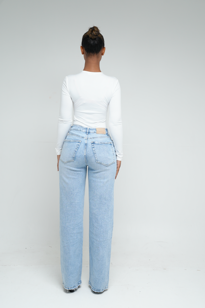 Jean wide leg clouté [ Bleu]