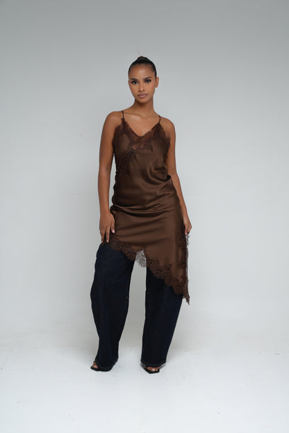 Tunique dentelle  [ Marron]