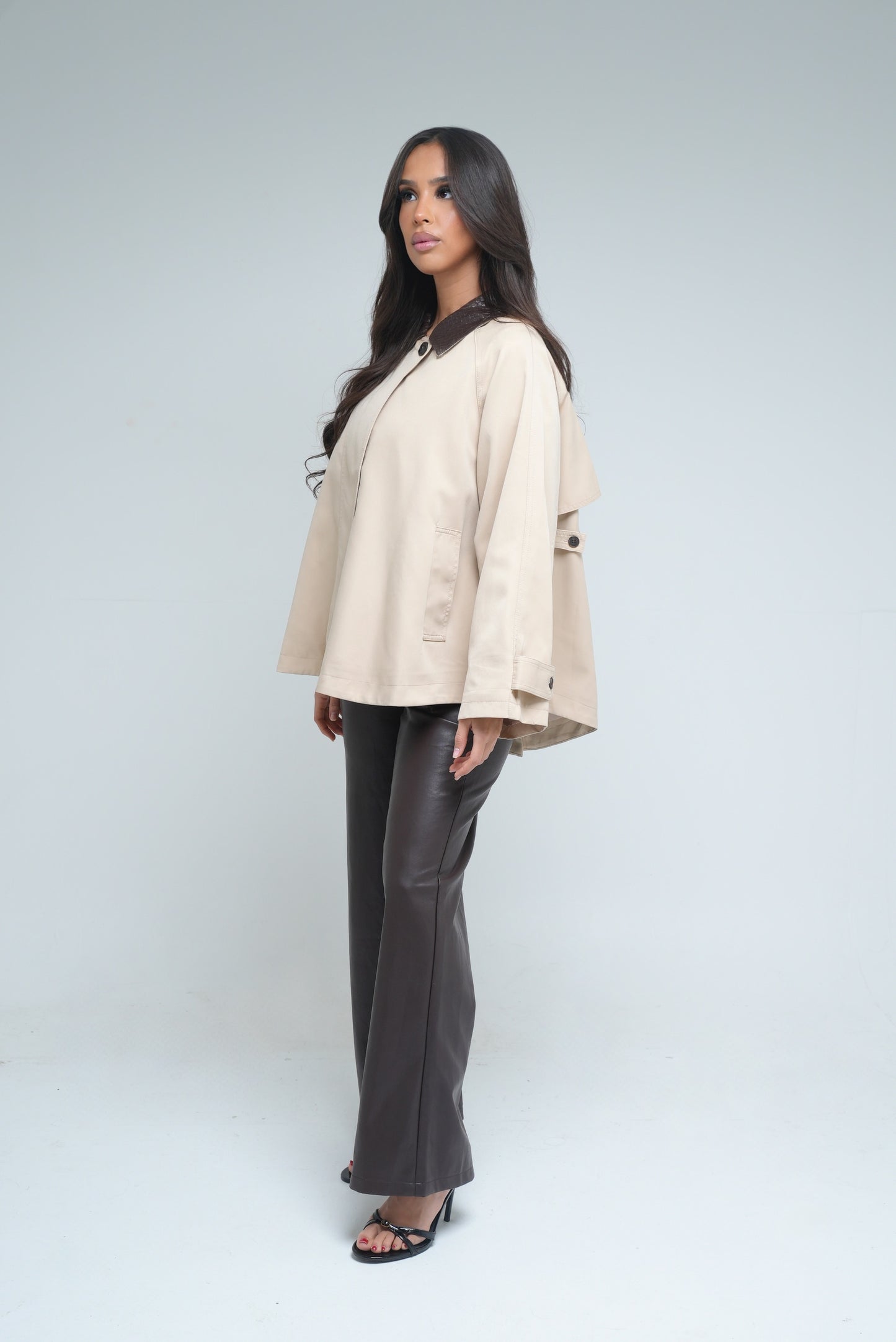 Trench oversize col tressé