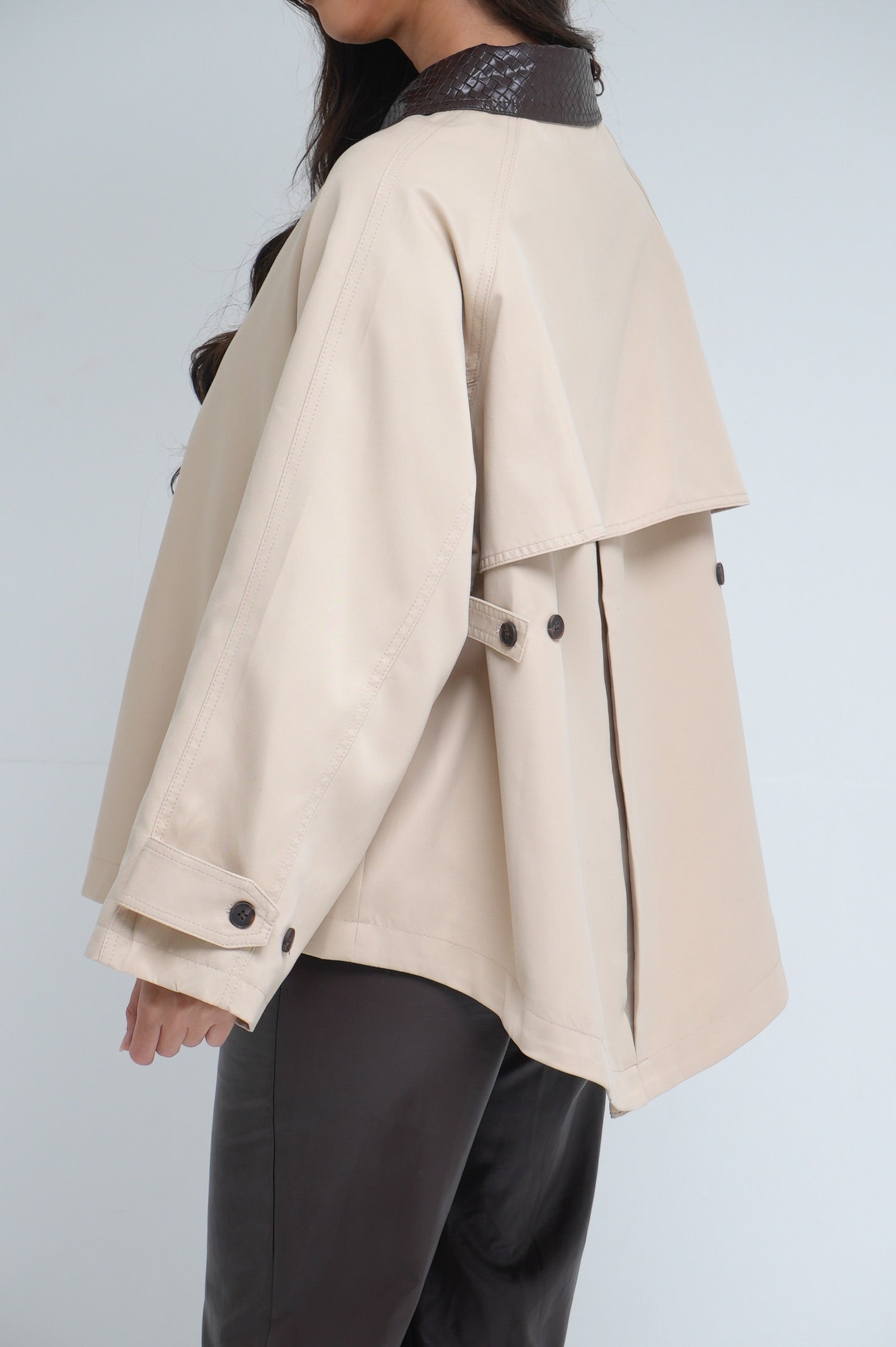 Trench oversize col tressé