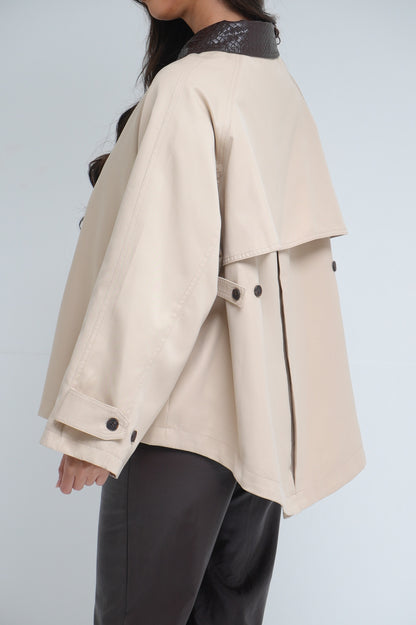 Trench oversize col tressé