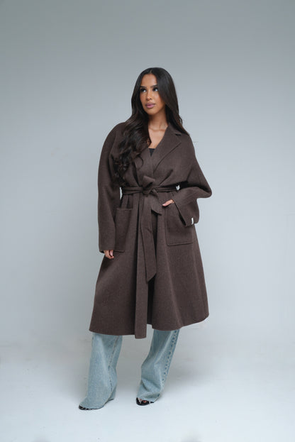 Manteau en laine fait main [ Marron]