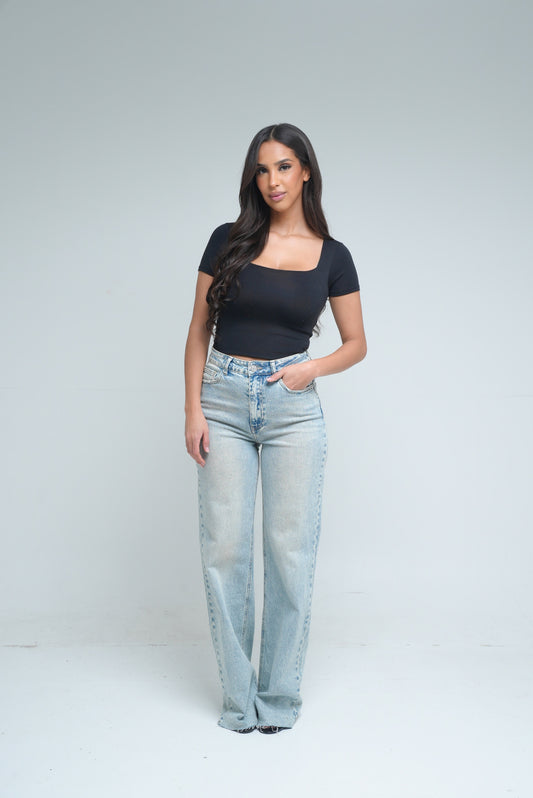 Jean wide leg délavé Tall