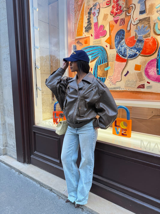 Veste en similicuir [ Marron]