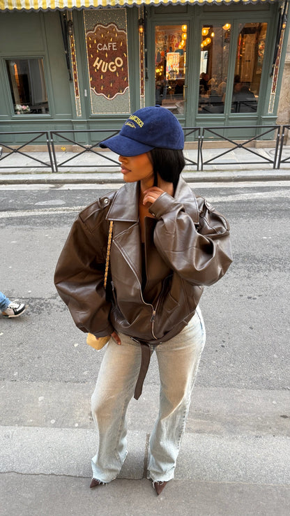 Veste en similicuir [ Marron]