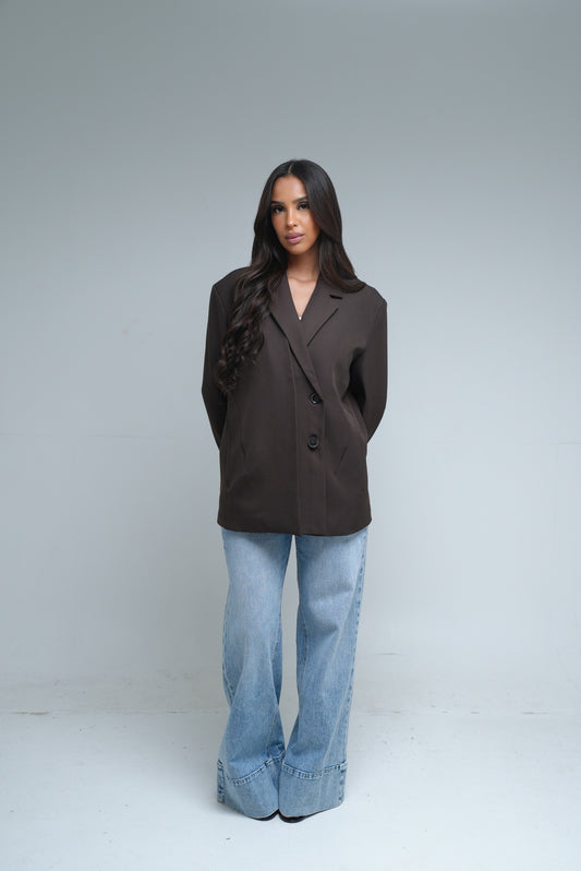 Blazer à bouton deux pièces [Marron]748