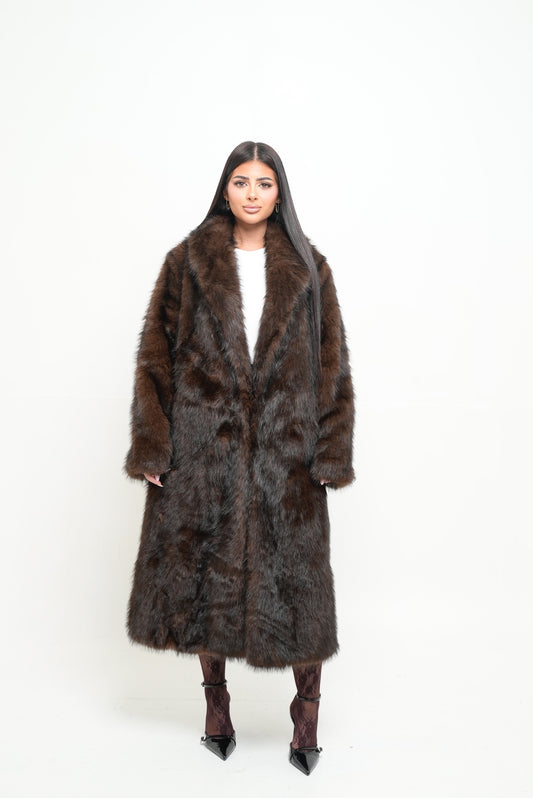 Fourrure vegan longue [ Marron]