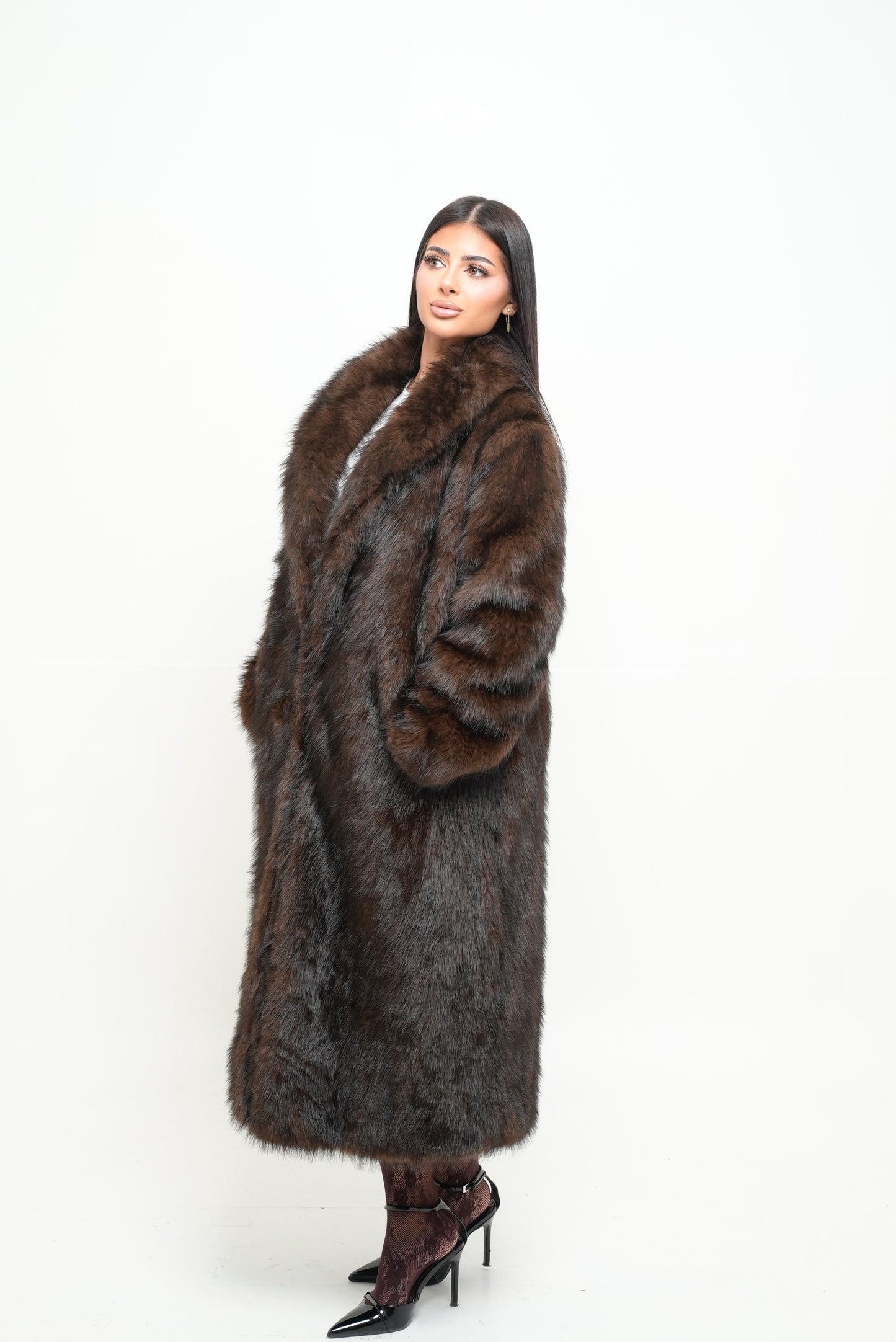 Fourrure vegan longue [ Marron]
