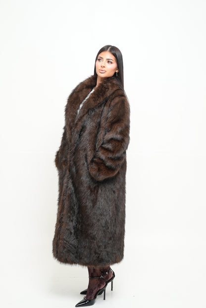 Fourrure vegan longue [ Marron]