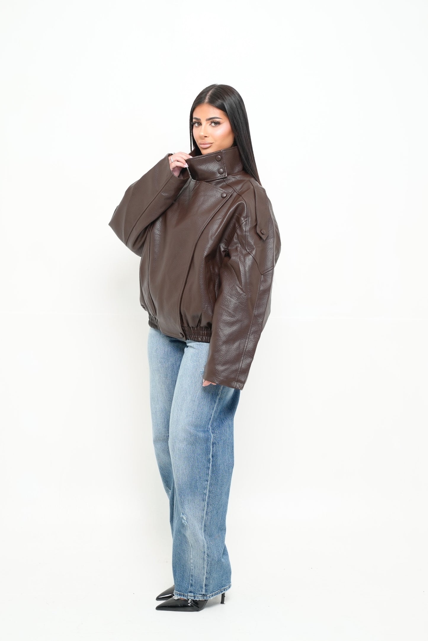 Veste similicuir inspiration [ Marron ]