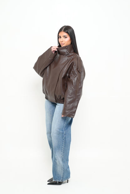 Veste similicuir inspiration [ Marron ]
