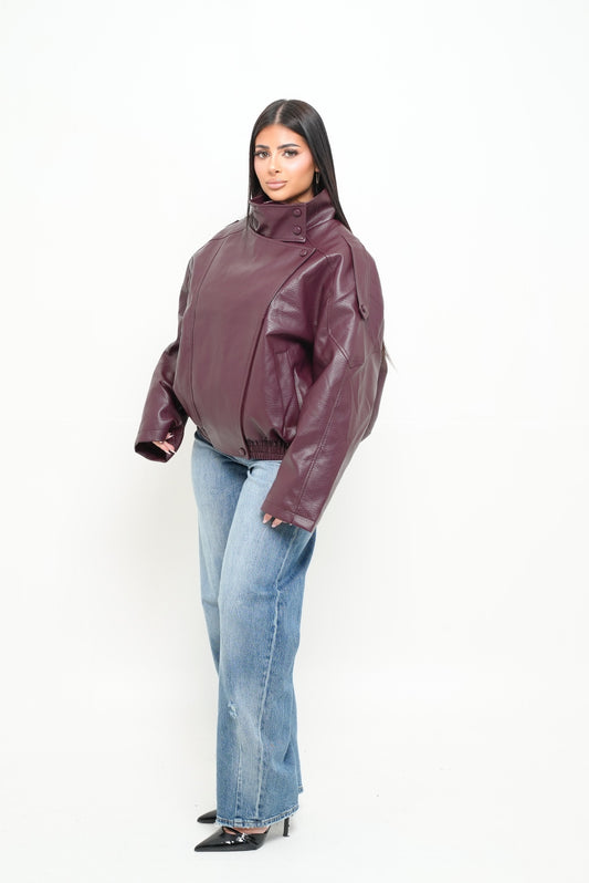 Veste similicuir inspiration [ Bordeau ]