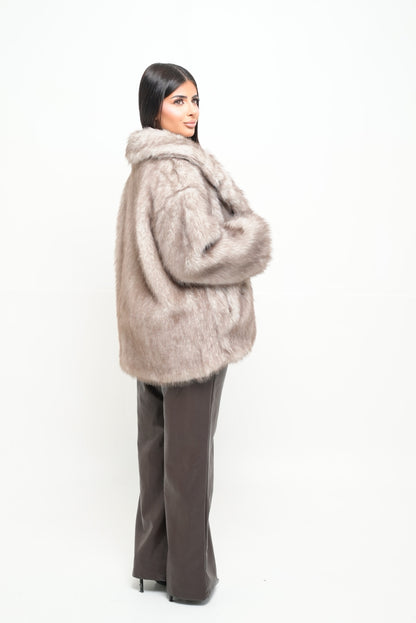 Fourrure vegan courte [ Beige]
