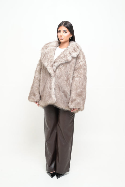Fourrure vegan courte [ Beige]
